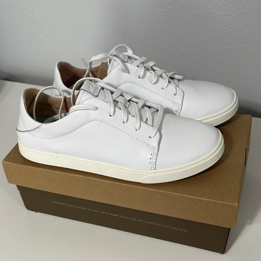 Olukai White Leather Sneaker - Picture 1 of 5
